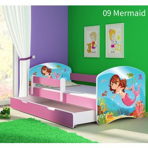 Dječji krevet ACMA s motivom, bočna roza + ladica 140x70 cm - 09 Mermaid
