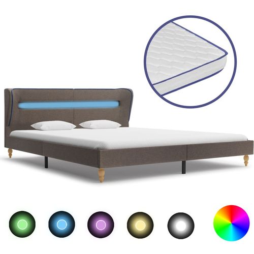 Krevet od tkanine s madracem LED smeđe-sivi 160 x 200 cm slika 10