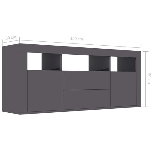 TV ormarić visoki sjaj sivi 120 x 30 x 50 cm od iverice slika 8