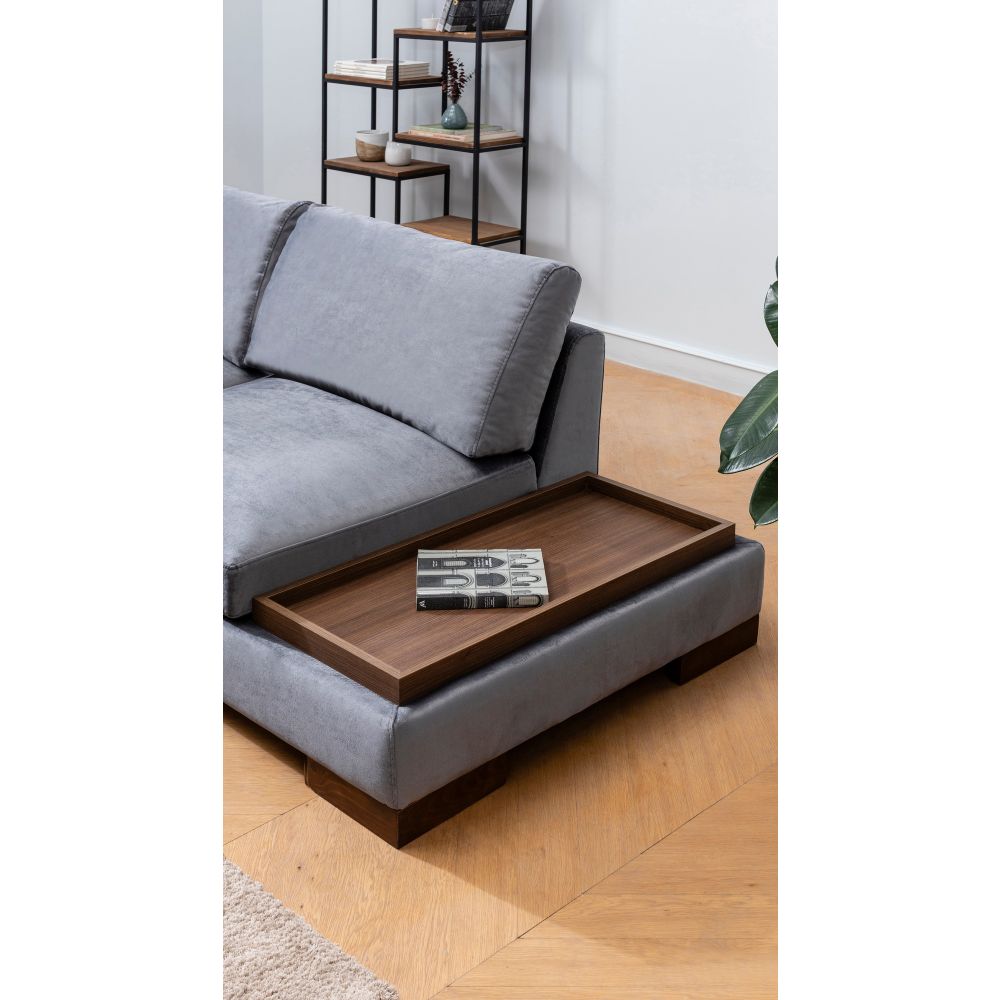 Tulip Kutna Sofa Lijeva Bez Poufa - Tamno Siva slika 3