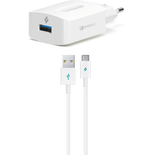 Ttec Punjač Zidni - Uni 1xUSB (QC 3.0) - White - +USB-C cable 1,2m slika 1