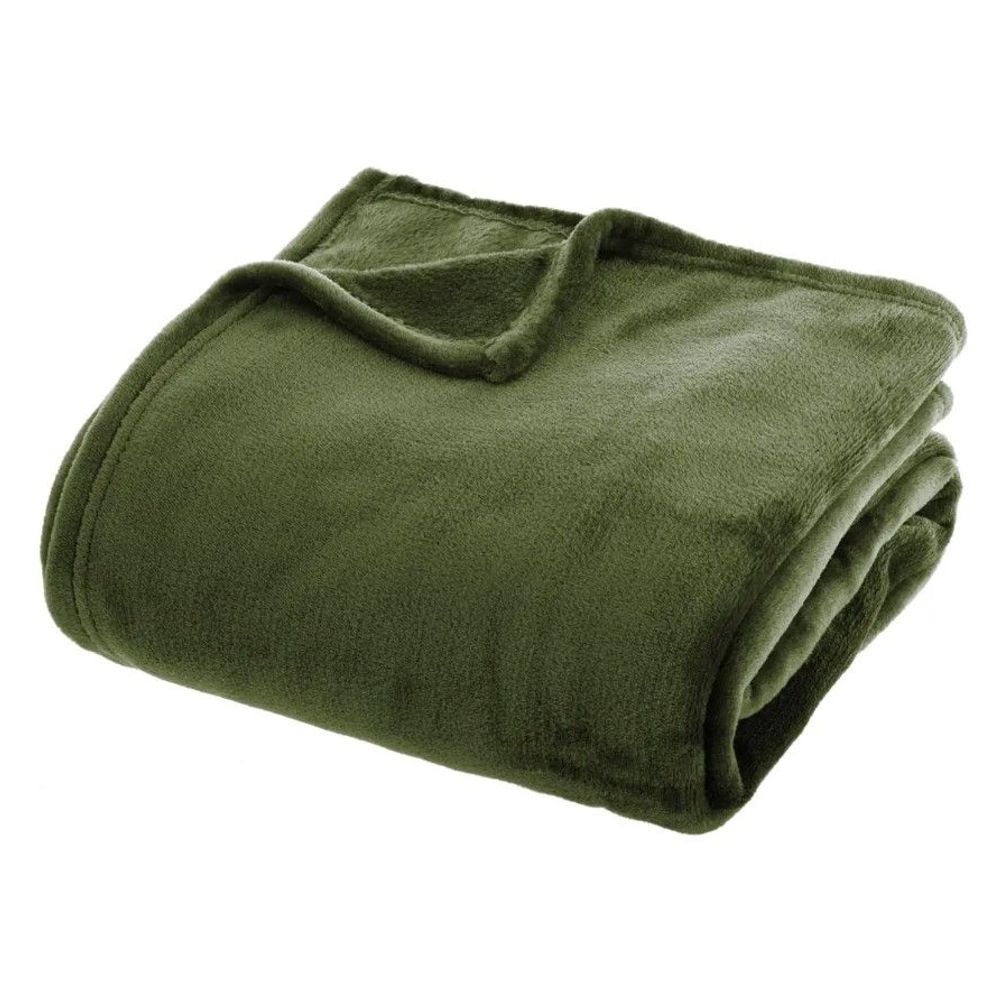 ATMOSPHERA deka flanel - maslinasto zelena - 130x180 cm slika 1