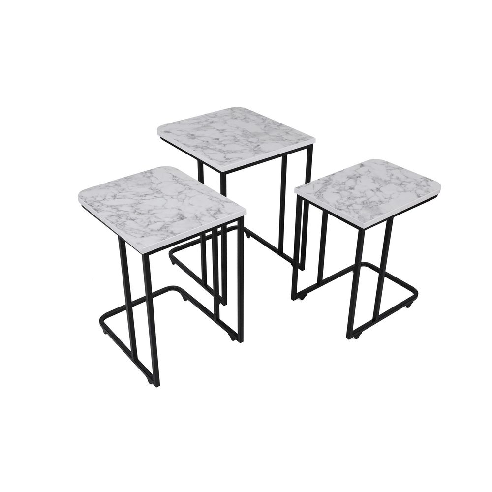 Ce Metal Zigon - 9404 Bijelo-Crni Set od 3 Stolića slika 6