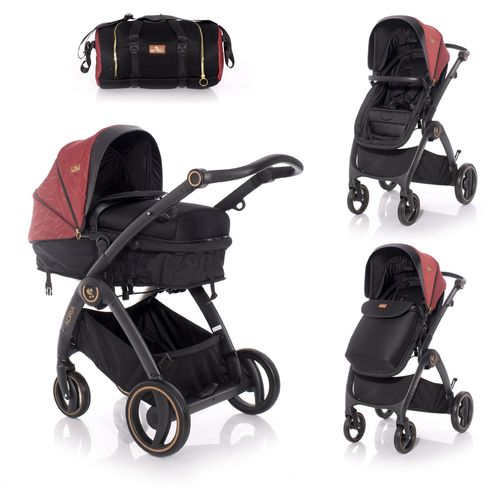 LORELLI ADRIA Kolica Black/Red 2u1 SET: Košara + Putna Torba + Zimska Navlaka (do 15 kg) slika 1