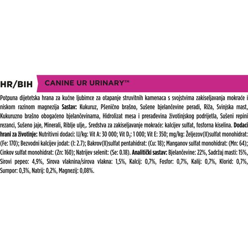 PRO PLAN VETRINARY DIETS Urinary, kod bolesti donjih mokraćnih puteva, 2x3kg slika 3