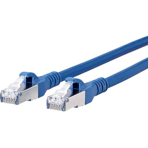Metz Connect 1308451544-E RJ45 mrežni kabel, Patch kabel cat 6a S/FTP 1.50 m plava boja sa zaštitom za nosić 1 St. slika 1