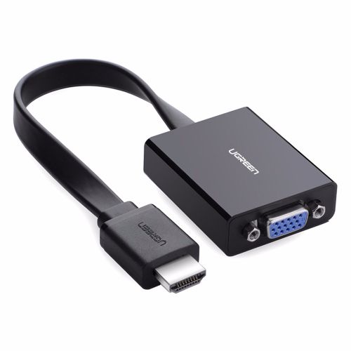 Ugreen HDMI na VGA pretvarač s 3.5mm audio izlazom i MicroUSB napajanjem, crni slika 1