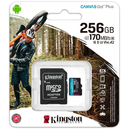 Kingston 256GB microSDXC Canvas Go Plus 170R A2 U3 V30 Card + ADP EAN: 740617301250 slika 3