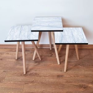 Nesting Table 3Shp243 - Set od 3 komada u svijetloplavoj i bijeloj boji