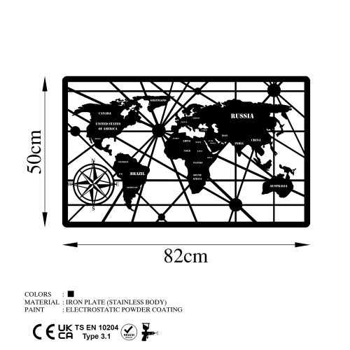 Wallity Metalna zidna dekoracija, World Map 7-M slika 6