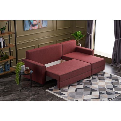 Atelier Del Sofa Kutna garnitura na razvlačenje, Bordo crvena, Ece Right - Claret Red slika 4