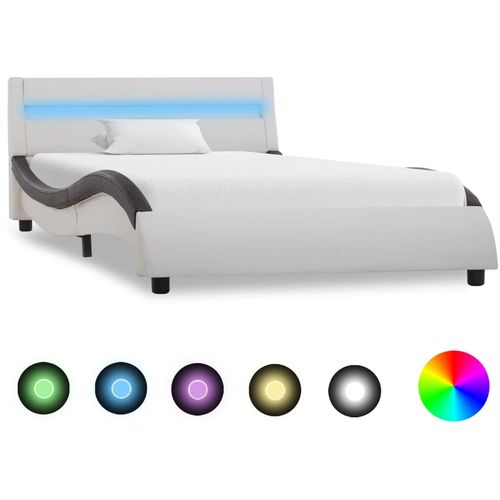 Okvir za krevet od umjetne kože LED bijelo-crni 90 x 200 cm slika 37