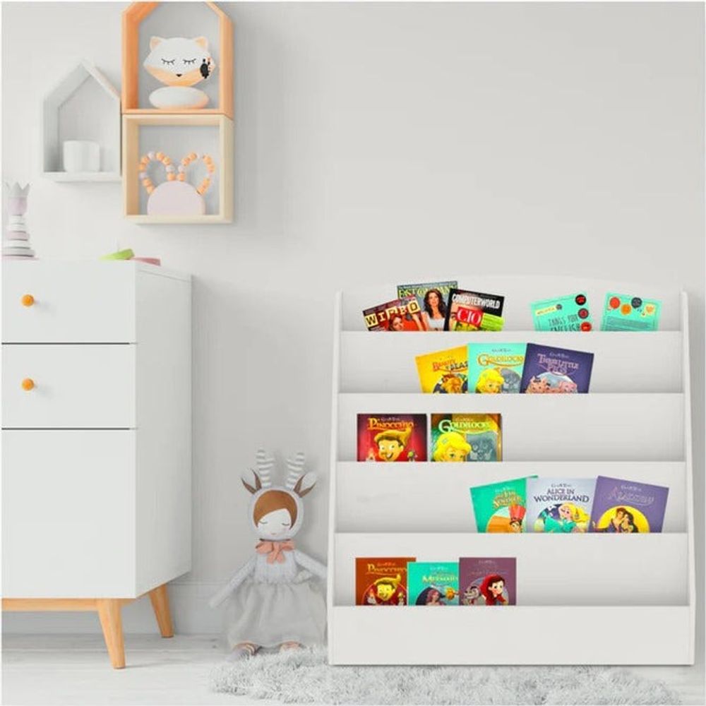 Kinder Home Drvena dječija polica za knjige, Bijela slika 6
