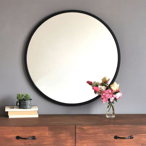 Siyah Metal Çerçeve Yuvarlak Ayna A709 Black Mirror slika 6