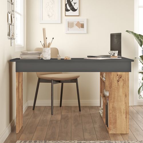 Hanah Home CT5 - AA Atlantic PineBlack Study Desk slika 3