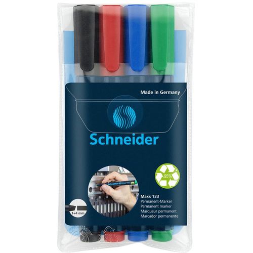 Flomaster Schneider, permanent marker, Maxx 133, 1-4 mm, set od 4 boje, PVC etui slika 3