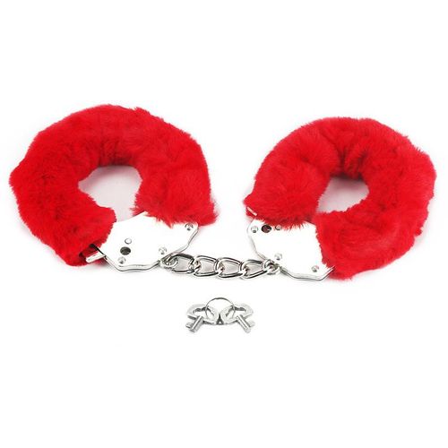 Red Furry Cuffs Metalne Lisice Crveno Krzno  slika 1