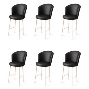 Uras - Crni i Bijeli Bar Stolac Set (6 Komada)
