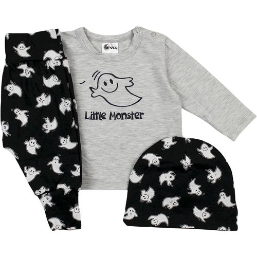 Modna kućica Dizzy,Komplet za bebe Little Monster, mali sivi, hlačice+majica+kapa  536260LMS slika 1