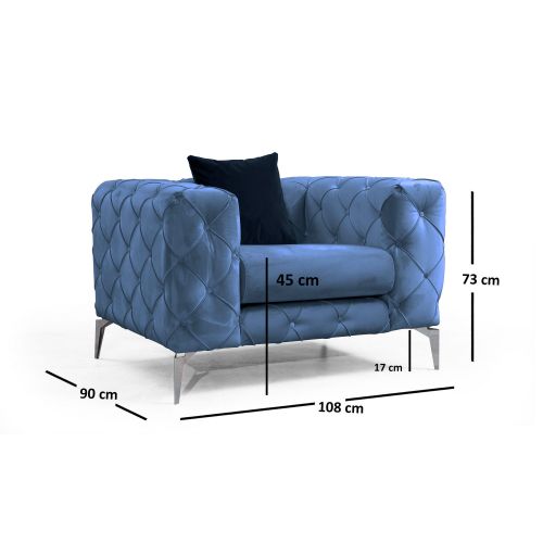 Atelier Del Sofa Fotelja wing COMO plava, Como - Blue slika 6