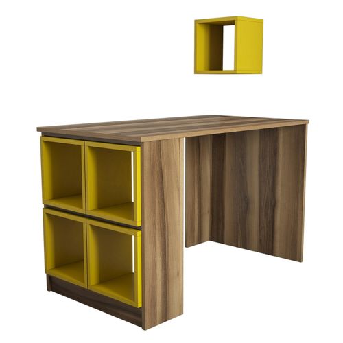 Box - Walnut, Yellow WalnutYellow Study Desk slika 4