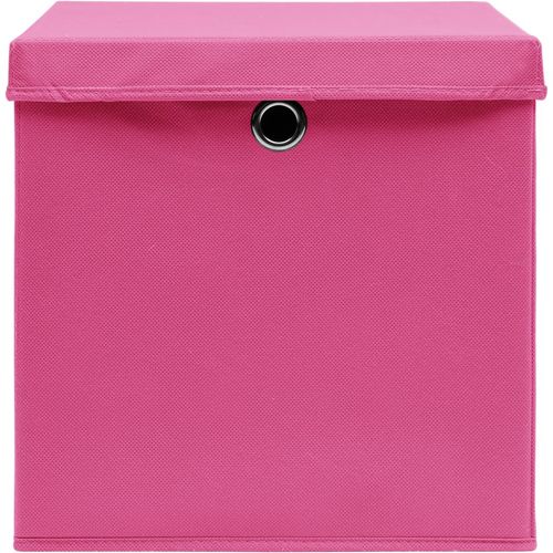 Kutije za pohranu s poklopcima 10 kom roze 32x32x32 cm tkanina slika 7