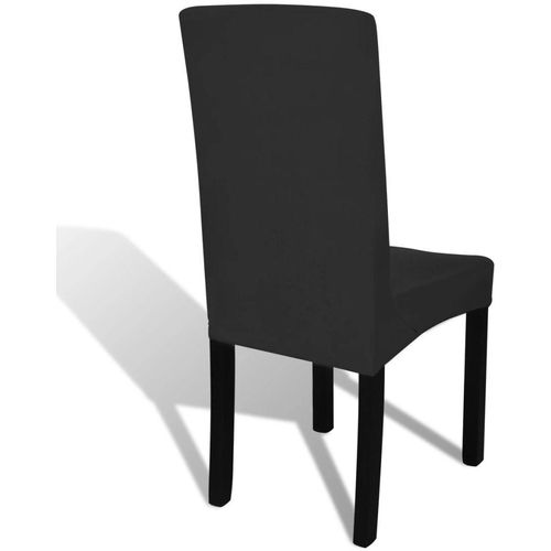 Ravne rastezljive navlake za stolice 6 kom crne slika 1