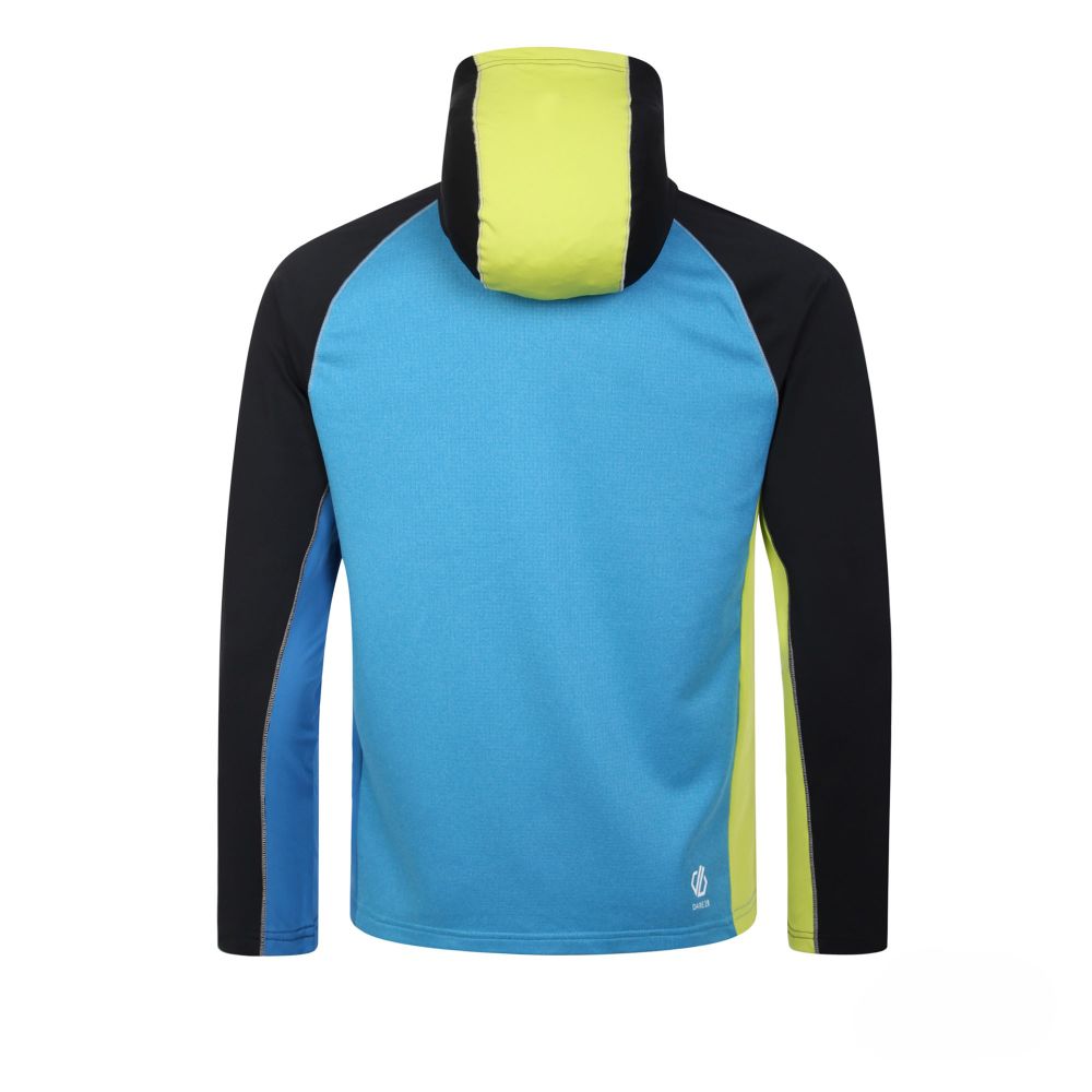 Dare2B Muški duks na kopčanje Contend Core Stretch, Black/Green Alge/Blue slika 2