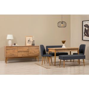 Vina Bench 04 1048 - Set za Trpezariju od 6 Komada u Tamnoplavoj Atlantic Borovini