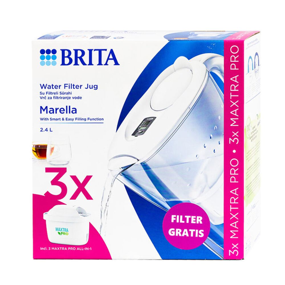 Brita bokal za filtriranje vode Marella Cool PRO + 3 filtera, bijeli slika 1