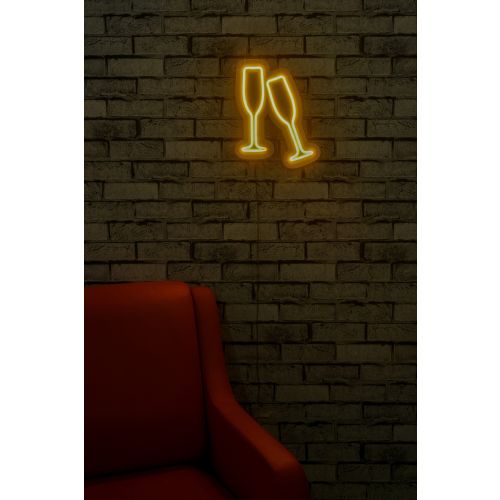 Wallity Ukrasna plastična LED rasvjeta, Champagne Glasses - Yellow slika 13