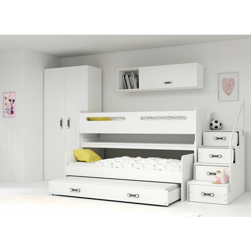 Drveni dječji krevet na kat MAX 1 s tri kreveta 200*80 - bijeli slika 1