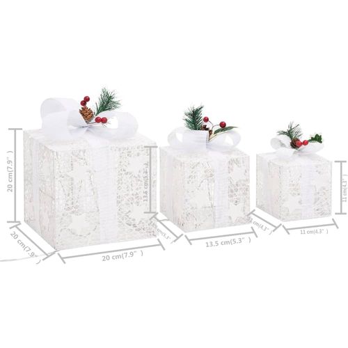Ukrasne božićne kutije za poklone 3 kom bijele slika 18
