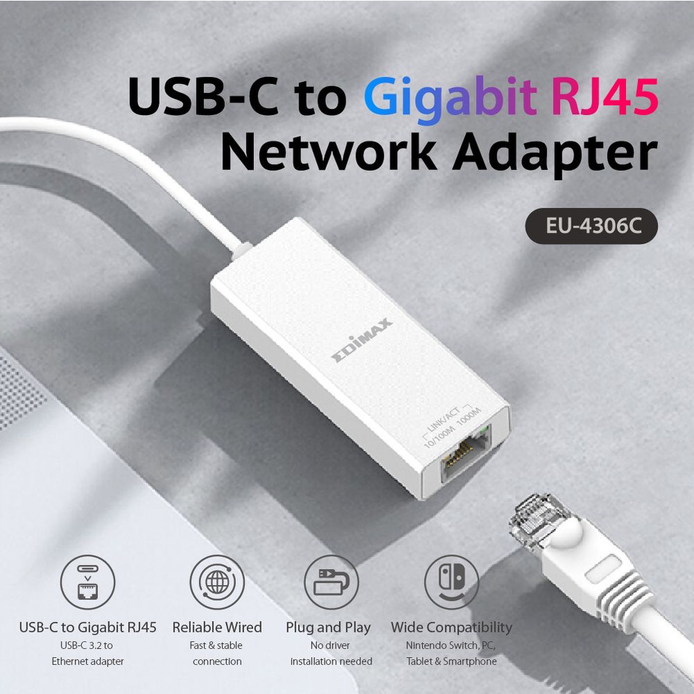 Edimax USB Type-C to Gigabit Ethernet Adapter, EU-4306C slika 1