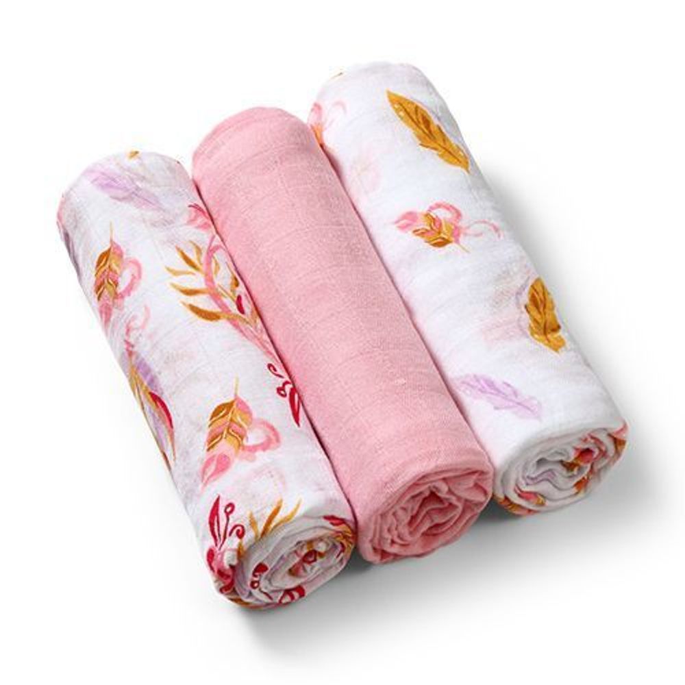 BabyOno Bambus tetra pelene Boho lišće, roza slika 1