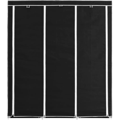 282453 Wardrobe with Compartments and Rods Black 150x45x175 cm Fabric slika 5