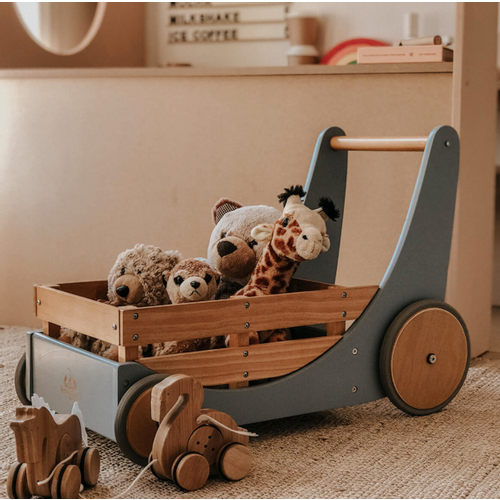 Kinderfeets drveni spremnik za igračke i hodalica Cargo Walker Slate Blue slika 6