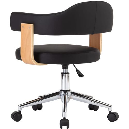 Okretna uredska stolica od savijenog drva i umjetne kože crna slika 5