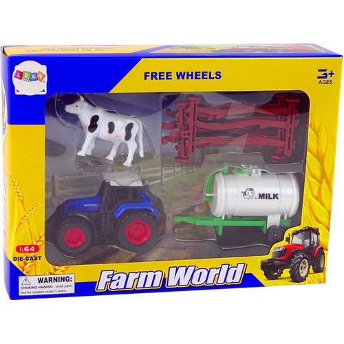 Farmerski set traktor s cisternom + krava 1:64 slika 2