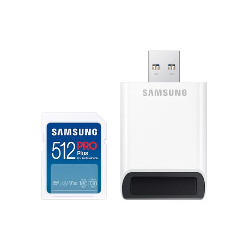 Samsung Memorijska kartica PRO Plus Full Size SDXC 512GB U3 + Card Reader MB-SD512SB slika 1