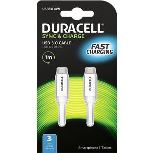 Duracell Kabel – USB-C to USB-C 1m - White