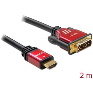 Delock HDMI / DVI adapterski kabel HDMI A utikač, DVI-D 18+1-polni utikač 1.80 m crna 84342  HDMI kabel