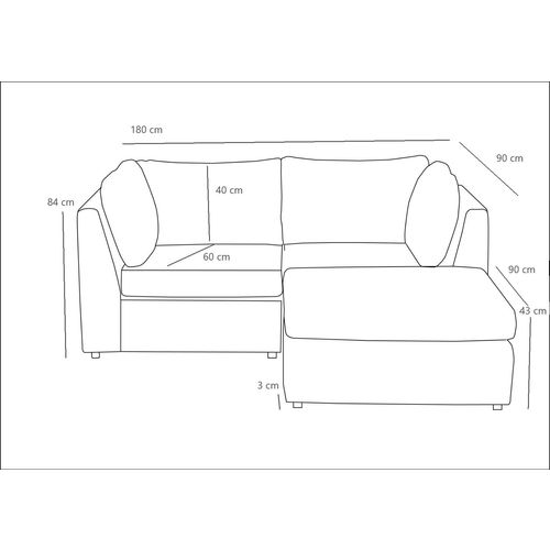 Mottona Mini Ugao Sofa - Svijetlo Siva slika 9