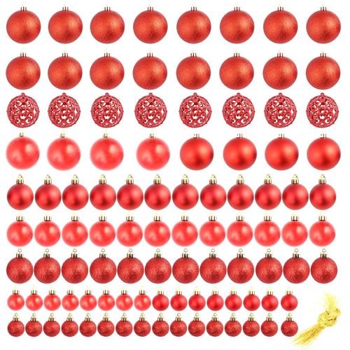 Set božićnih kuglica 100 komada 3/4/6 cm crveni slika 19
