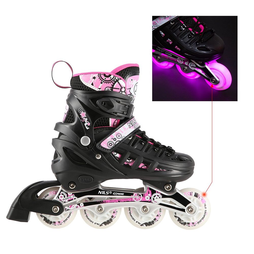 Nh10905 4u1 roze led veličine l (39-42) roleri/klizaljke nils extreme slika 7