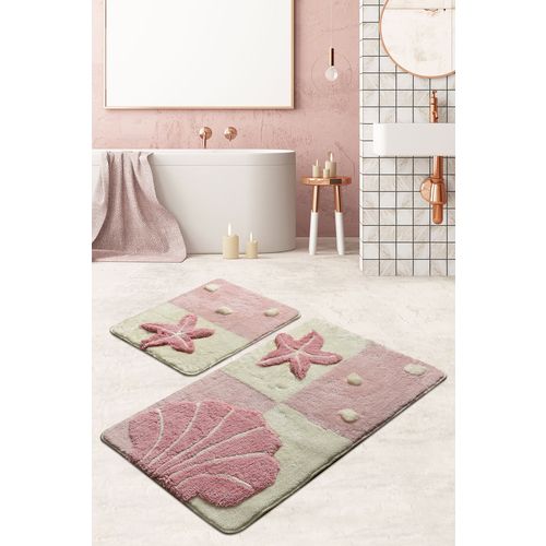 Starfish - Pink Multicolor Acrylic Bathmat Set (2 Pieces) slika 1