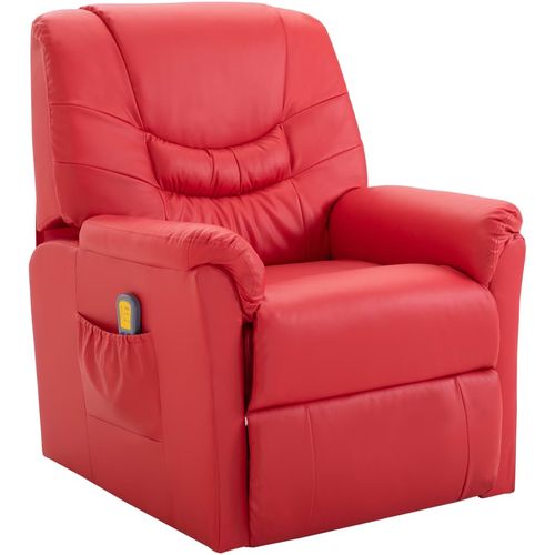 Masažna fotelja od umjetne kože crvena slika 14