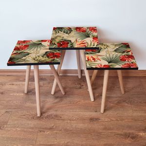 Nesting Table 3Shp205 - Set od 3 komada u bež, crvenoj i zelenoj boji