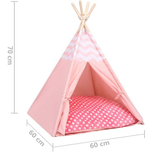 Šator tipi za mačke od breskvine kore ružičasti 60 x 60 x 70 cm slika 8