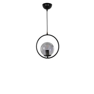 Ring Tekli Füme Camlı Siyah Sarkıt Luster